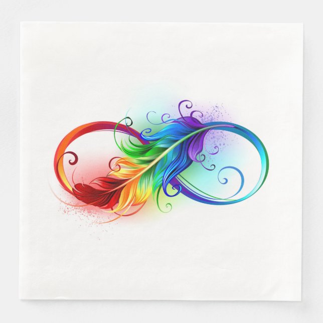 Serviette En Papier Symbole d'infini avec plume arc-en-ciel (Devant)