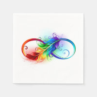 Symbole d'infini avec plume arc-en-ciel