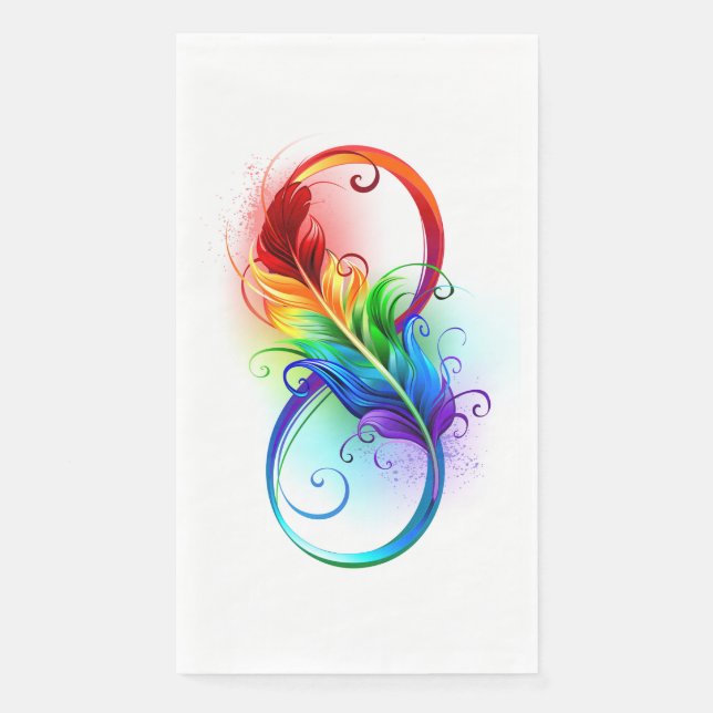 Serviette En Papier Symbole d'infini avec plume arc-en-ciel (Devant)