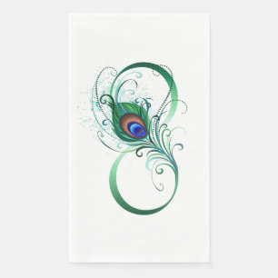 Serviette En Papier Symbole d'infini avec plume de paon