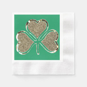 Serviette En Papier Symbole d'Irlande Shamrock d'or 3 feuilles Clover