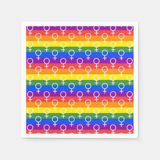 Serviette En Papier Symbole féminin Motif arc-en-ciel (Devant)