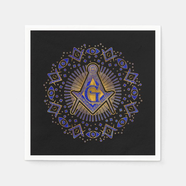 Serviette En Papier Symbole franc-maçonnerie Carré et Compass (Devant)