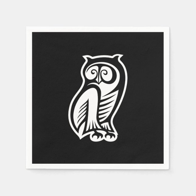 Serviette En Papier Symbole hibou blanc (Devant)