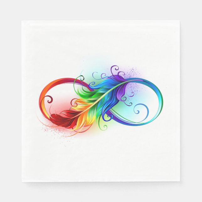 Serviette En Papier Symbole infini avec plume arc-en-ciel (Devant)