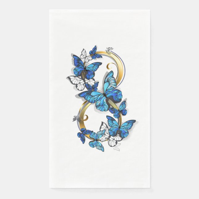 Serviette En Papier Symbole infini de papillons Morpho bleus (Devant)