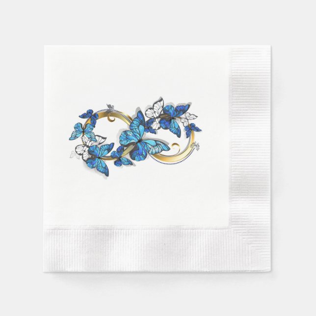 Serviette En Papier Symbole infini de papillons Morpho bleus (Devant)