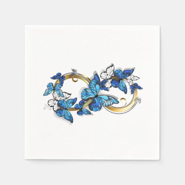 Serviette En Papier Symbole infini de papillons Morpho bleus (Devant)