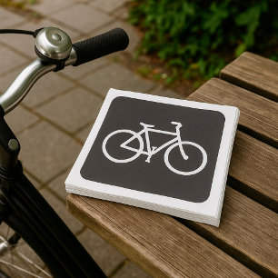 Serviette En Papier Symbole minimaliste de vélo noir et blanc