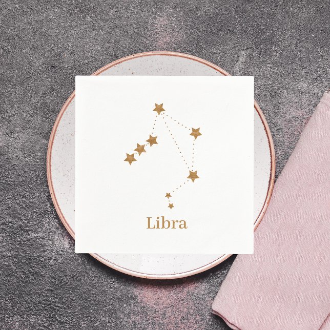 Serviette En Papier Symbole moderne Zodiac Gold Libra | Air de l'éléme (Créateur téléchargé)