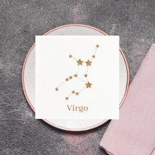 Serviette En Papier Symbole moderne Zodiac Gold Virgo   Élément Terre