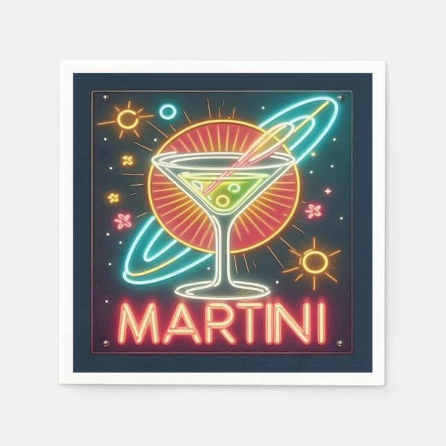 Serviette En Papier SYMBOLE NEON MARtini DU MILIEU DU SIÈCLE (Devant)