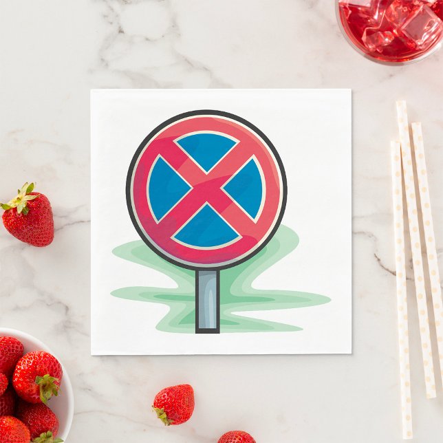 Serviette En Papier Symbole rouge bleu de la route de stationnement (Créateur téléchargé)