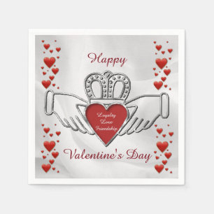 Serviette En Papier SYMBOLE Satin Blanc Claddagh Valentine Napkins