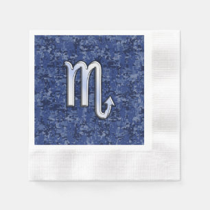 Serviette En Papier Symbole Scorpio Zodiac sur le Camo Bleu de la Mari