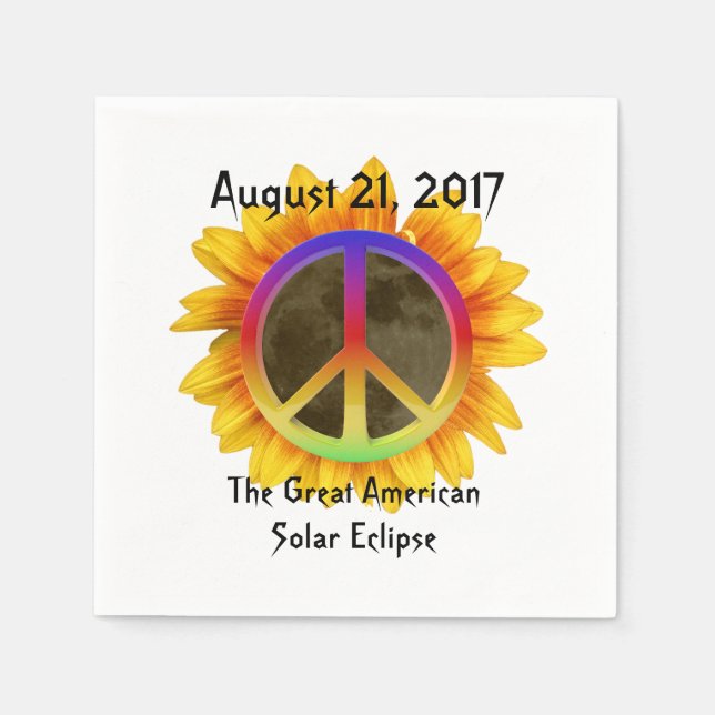 Serviette En Papier Symbole solaire Eclipse, tournesol et paix 2017 (Devant)