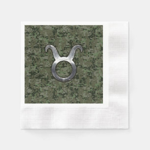 Serviette En Papier Symbole Taurus Zodiac sur le camouflage numérique 