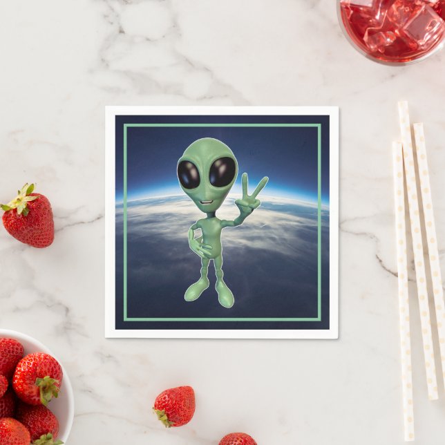 Serviette En Papier SYMBOLE VERT Alien Peace V (En situation)