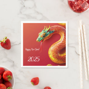 Serviette En Papier symbole zodiaque chinois nouvelle année 2025 serpe