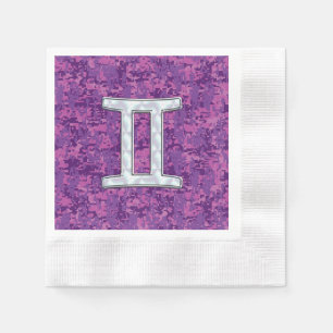 Serviette En Papier SYMBOLE Zodiaque Pearl Gemini sur Camouflage numér