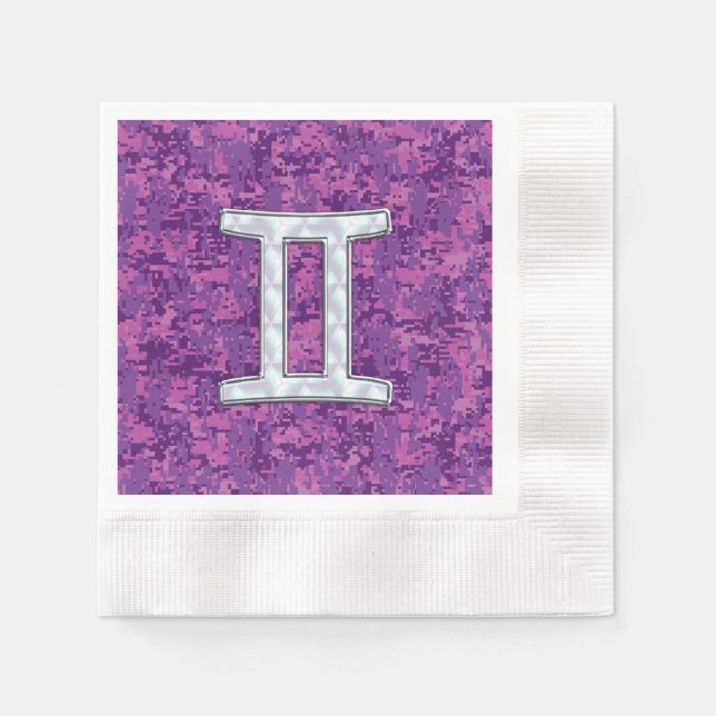 Serviette En Papier SYMBOLE Zodiaque Pearl Gemini sur Camouflage numér (Devant)