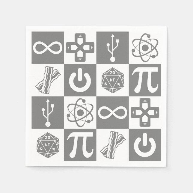 Serviette En Papier Symboles de geeks (Devant)