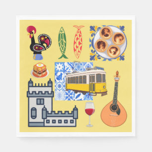 Serviette En Papier Symboles de la ville de Lisbonne