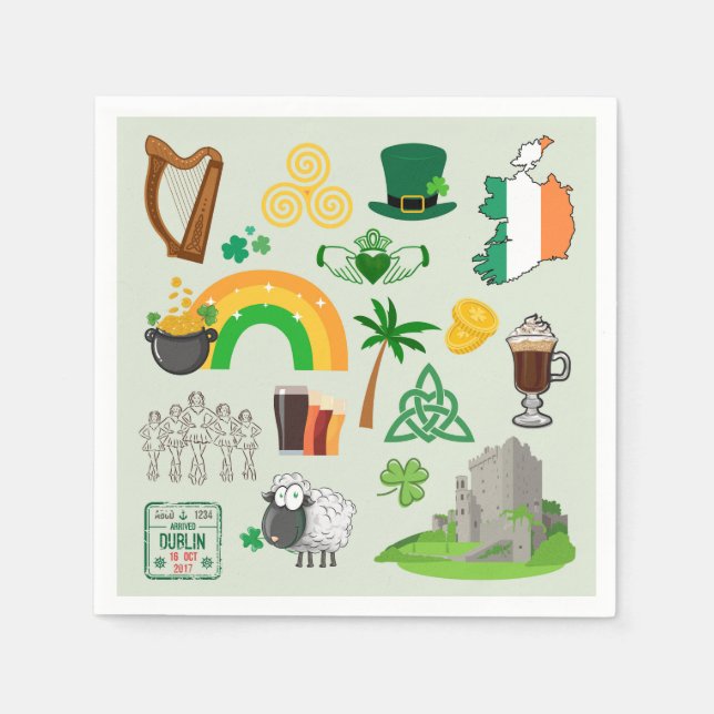 Serviette En Papier Symboles de l'Irlande (Devant)