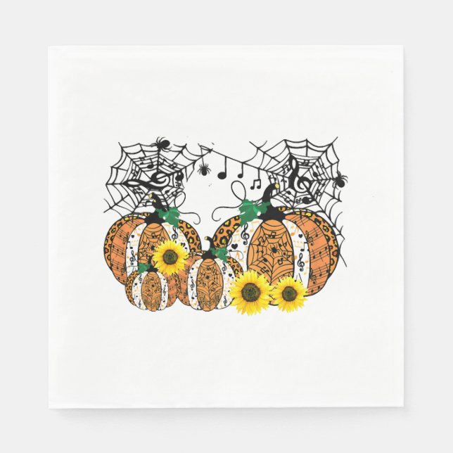 Serviette En Papier Symboles de musique Citrouille d'Halloween (Devant)