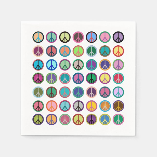 Serviette En Papier Symboles de paix colorés (Devant)