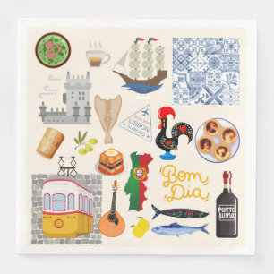 Serviette En Papier Symboles du Portugal Amoureux de Voyage