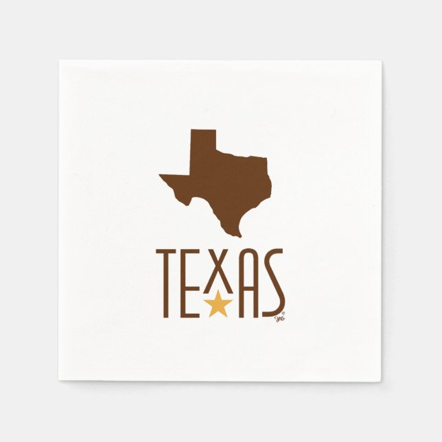 Serviette En Papier Symboles du Texas, Etat du Texas, brun (Devant)