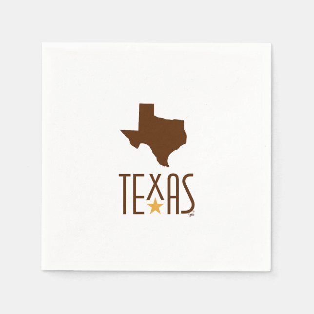 Serviette En Papier Symboles du Texas, Etat du Texas, brun (Devant)