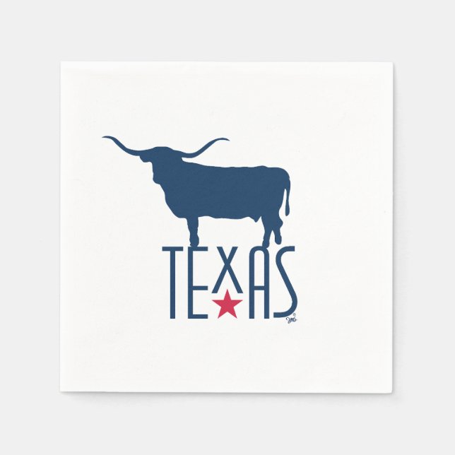 Serviette En Papier Symboles du Texas, Longhorn, marine (Devant)