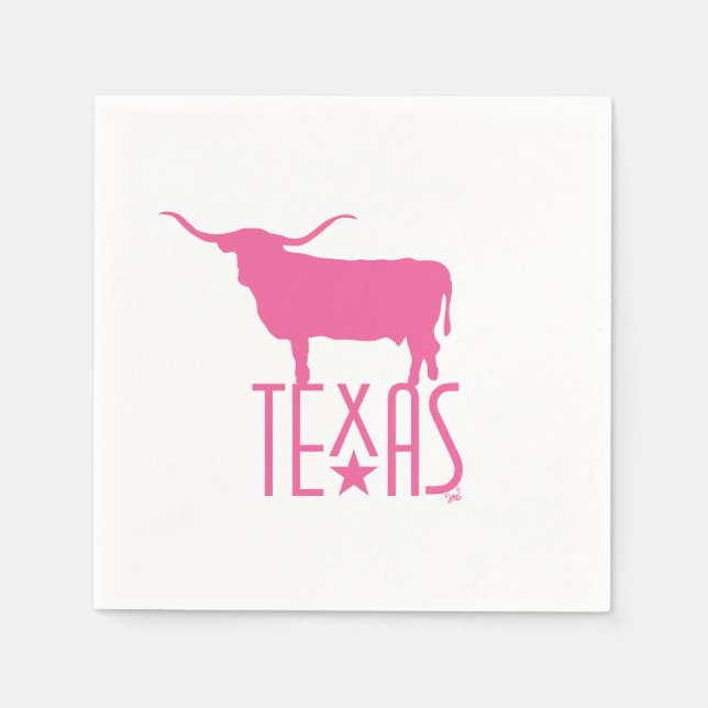 Serviette En Papier Symboles du Texas, Longhorn, rose (Devant)