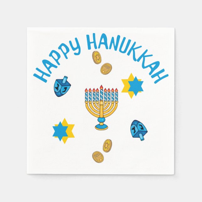 Serviette En Papier Symboles Hanukkuh (Devant)