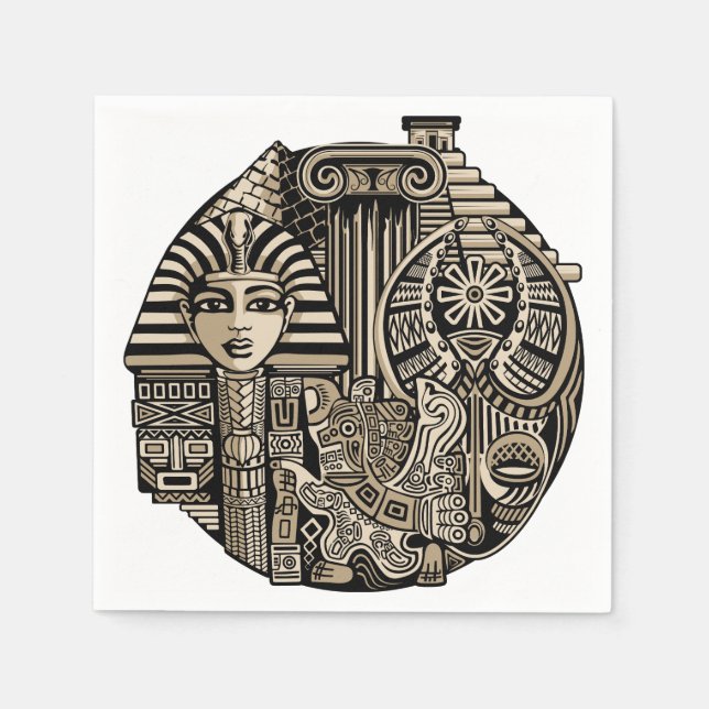 Serviette En Papier Symboles historiques anciens Style de tatouage (Devant)