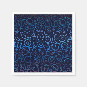 Serviette En Papier Symboles planétaires bleus Univers mystique Planèt