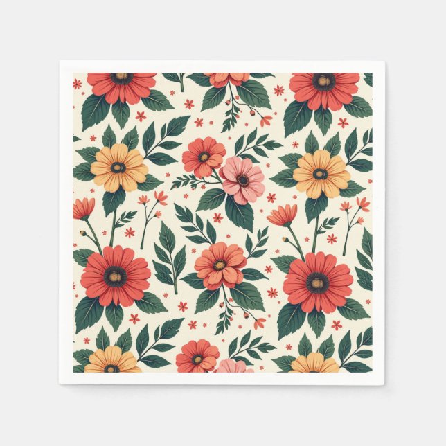 Serviette En Papier Symétrie florale classique (Devant)