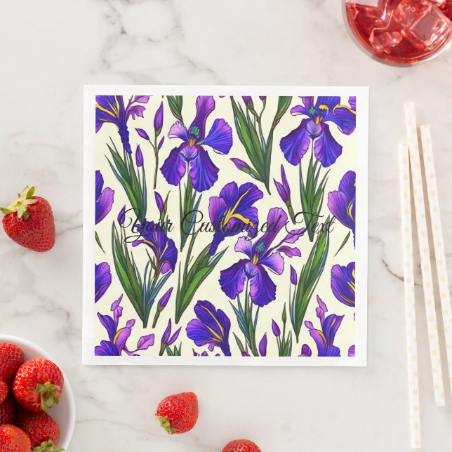 Serviette En Papier Symphonie de jardin : Iris Floral (En situation)