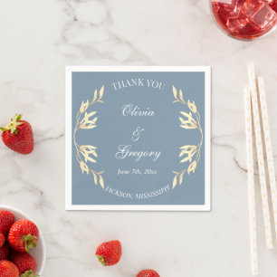 Serviette En Papier Symphonie florale intemporelle en Mariage bleu
