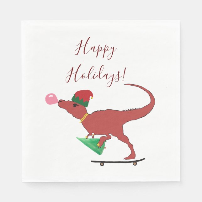 Serviette En Papier T-rex Père Noël (Devant)