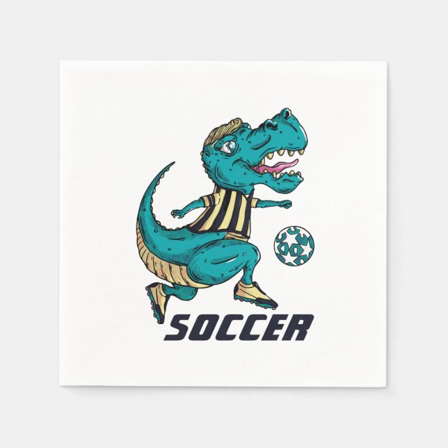 Serviette En Papier T-Rex Soccer Player Sports (Devant)