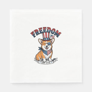 Serviette En Papier T-Shirt à gravure vintage Corgi patriotique de la