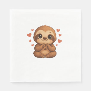 Serviette En Papier T-shirt à manches longues Kawaii Sloth Hearts Cute