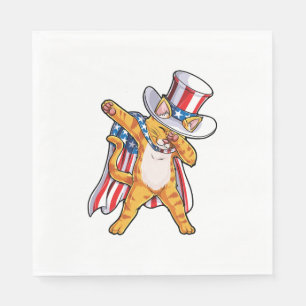 Serviette En Papier T-shirt chat dabant l'oncle Sam 4 juillet enfants