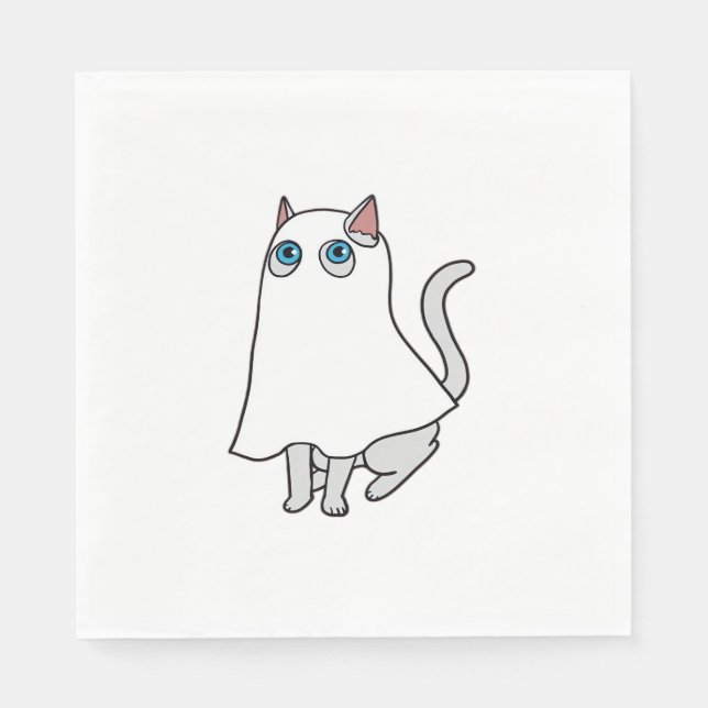 Serviette En Papier T-Shirt classique de chat fantôme_1 (Devant)