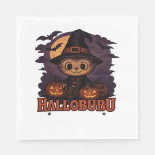 Serviette En Papier T-Shirt classique illustration chat Halloween Boo