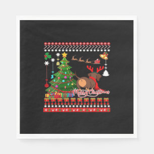 Serviette En Papier T-shirt classique moche de Noël avec cul de chien