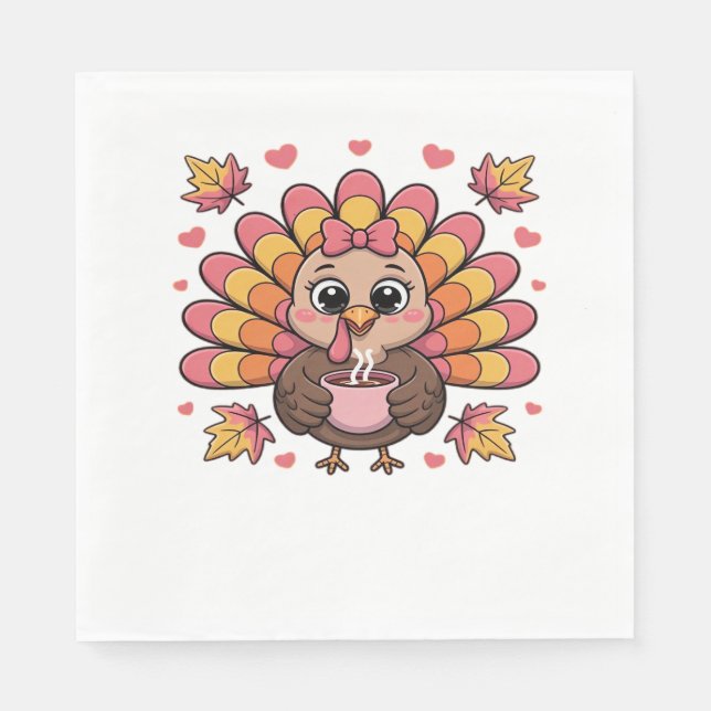 Serviette En Papier t-shirt classique rose kawaii thanksgiving dinde (Devant)